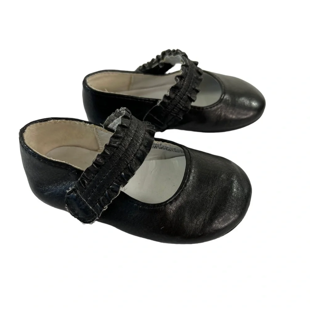 Easter Baby Black Ballet Flats, Genuine Baby by Oshkosh size 4 Vegan Leather